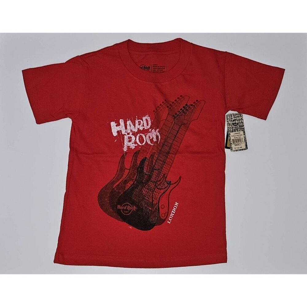 NEW HRC Hard Rock Cafe London England Guitar Red Tee Youth Boys Small